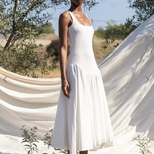 Esthe Rib Cotton Poplin Drop Waist Dress - New with Tags